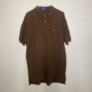 Ralph Lauren Polo Shirt Mens XL Brown Embroidered Pony Logo Short Sleeve Golf